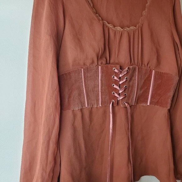 Womens Sheer Renaissance bustier Blouse Size M-L - Picture 2 of 11